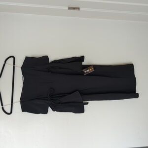 Key Chic Black Off‎ Shoulder Cutout Sleeves Midi Dress S